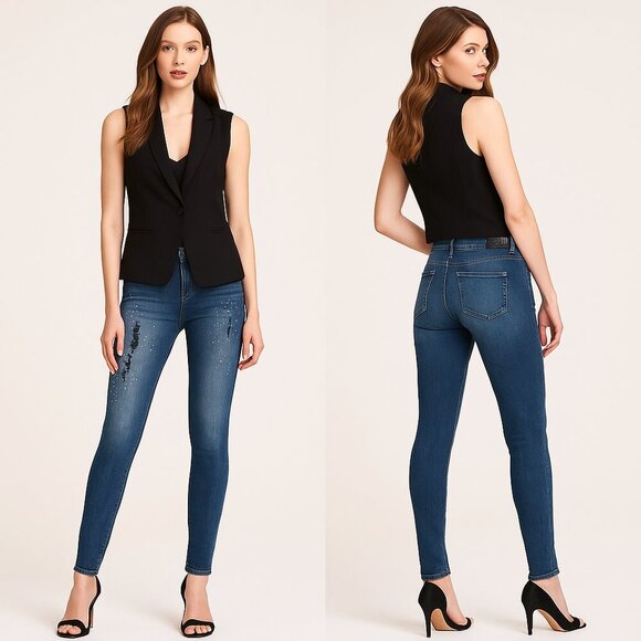ROCK & REPUBLIC ⚡🔥 WOMEN’S Mid-Rise Studded Skinny Jeans - Size 4 💎👖 - Picture 1 of 16